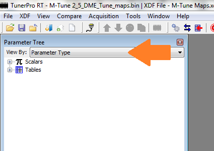 Parameter pull-down
